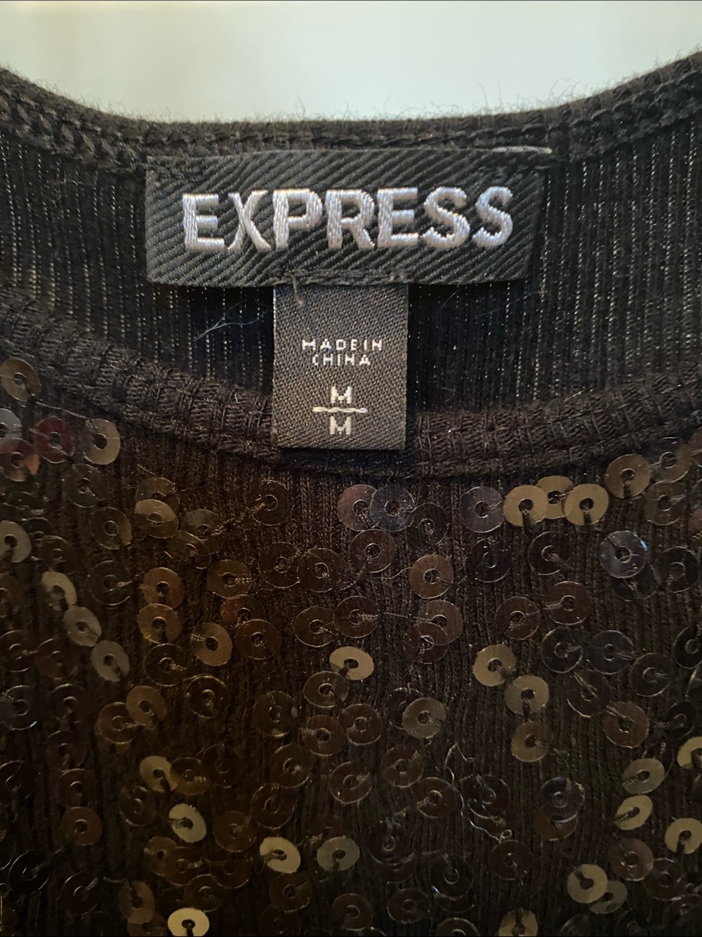 Express Black Sequin Tank Top - Picture 2 of 8